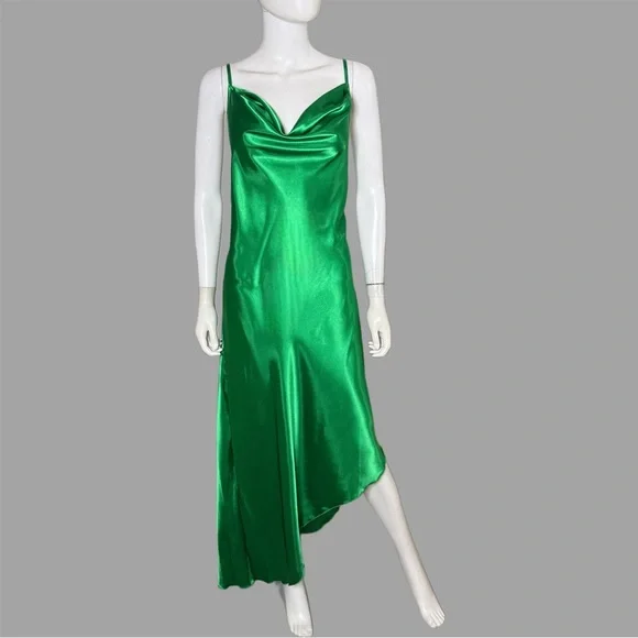 slim fit dress slacks Mini Sophia Dress in Green Satin 13/14